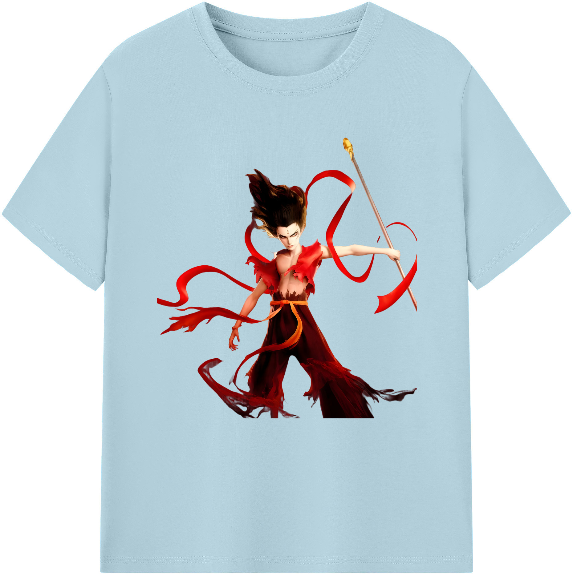 （画像用） Ne Zha 2 ナタ 魔童の大暴れ 綿100％半袖Tシャツ（フロントプリント）